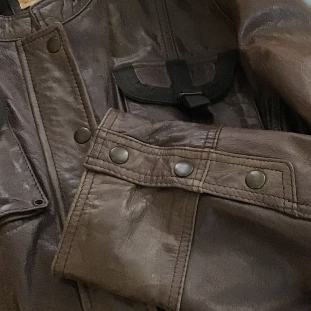 Wilson Vintage Brown Military Style Leather Coat - Picture 8 of 11